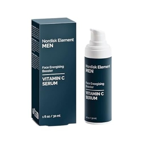 Nordisk Element Vitamin C Face Serum for Men with Natural Vitamin C, Ferulic Acid, & Hyaluronic Acid, Brightening and Antioxidant Protection, Non-Greasy, Vegan, Paraben-Free & Sulfate-Free, 1 Fl Oz