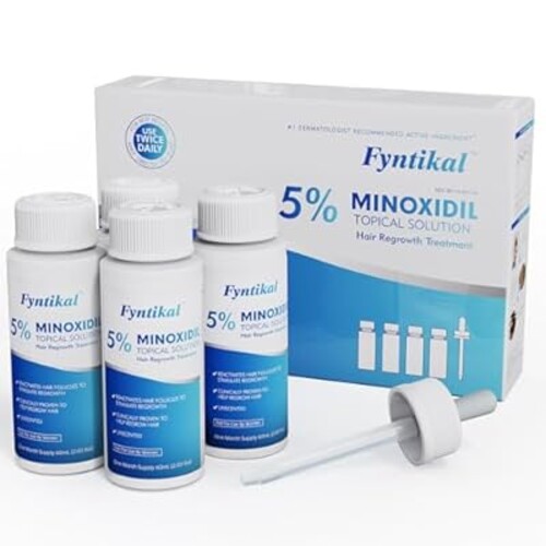 Men's Minoxidil 5% Extra Strength Hair Regrowth Solution |Beard Growth Enhancer | Fast-Absorbing Low-Residue Formula for Thinning Hair & Fuller Beard | 4 Month Supply (4x60mL) | Precision Dropper