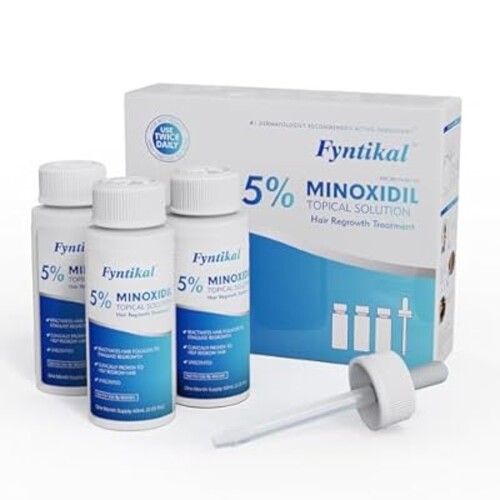 Men's Minoxidil 5% Extra Strength Hair Regrowth Solution |Beard Growth Enhancer | Fast-Absorbing Low-Residue Formula for Thinning Hair & Fuller Beard | 3 Month Supply (3x60mL) | Precision Dropper