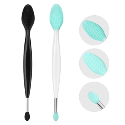 Unaone Lip Scrub Brush - 2 PCS Dual-ended Lip Scrubber Exfoliator and Silicone Lip Brush, 2-in-1 Silicone Lip Scrub Tool Lip Mask Applicator, Gentle Exfoliator & Applicator for Soft