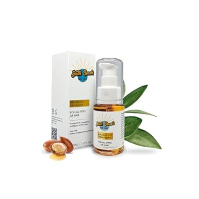 SOUTH BEACH HAIR CARE Argan Oil Treatment – Organic Hair Serum for Repair, Shine & Frizz Control – Lightweight Oil for Hair Growth – 30ml