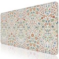 HAOCOO Cute Desk Mat for Keyboard and Mouse, Non-Slip Floral Desk Mat with Stitched Edge, Desk Matt for Desktop, Large Desk Pad Mat for Office, Gaming (Beige)