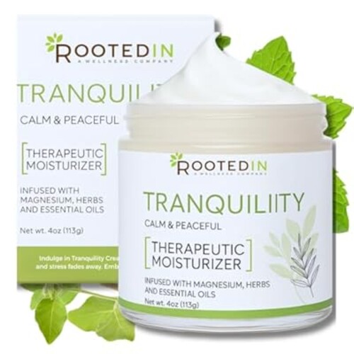 Tranquility Calm Magnesium Cream with Ashwagandha & Essential Oils, 11000mg Topical Magnesium Lotion for Feet, Non Greasy Night Time Body Butter, Relaxation & Muscle Relief, Safe for Kids 4 oz