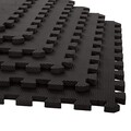 EVA Foam Mat Tiles 12-Pack - 48 SQ FT of Interlocking Padding for Garage, Playroom, or Gym Flooring - Exercise Mat or Baby Playmat by Stalwart (Black)