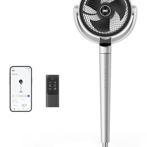 Dreo Oscillating Fan for Bedroom,150°+120° Omni-Directional Quiet Floor Fans with Smart Control, 110ft Pedestal Fan with DC Motor, 9 Speeds, 6 Modes, 43'' Inches, 12H Timer, Wi-Fi/Voice/Alexa