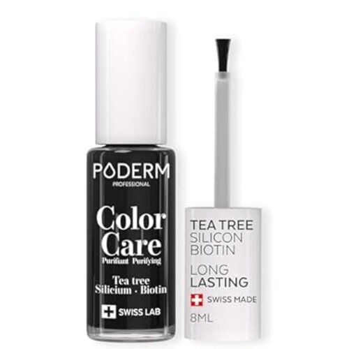 PODERM - Nail Polish – Enriched with Tea Tree – Improves nail appearance – Ingredients Natural/Vegan - foot/hand - Swiss Made (Jet Black)
