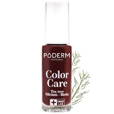 PODERM - nail Polish – Enriched with Tea Tree – Improves nail appearance – Ingredients Natural/Vegan - foot/hand - Swiss Made (Black-Red)