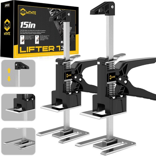 Mtnte Labor Saving Handle 15 In Lever Arm Lifter Drywall Lift for Wall Tile Locator, Multi-Function Height Adjustment Lifting Device,Door Panel,Cabinet Jack Board Lifter Weight 365lb, lift range 9.8in