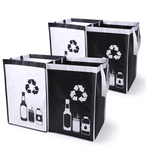 REFARICO Recycle Waste Bag for Kitchen Home- Indoor Recycling Bins Trash Sorting Organizer, Reusable and Waterproof, 4 Pack