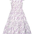 GRACE KARIN Girls Casual Spring Dress Tie Back Flutter Sleeve Spring Dress Purple Floral 6Y