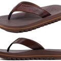 ONCAI Flip Flops for Men, Mens Summer Beach Sandals with Faux Leather Straps and Comfort Cushion Yoga Mat, Arch Support and Non Slip Soles 2025 Dark Brown US Size 11.5