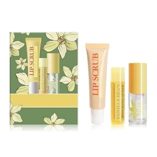 Lip Balm, Scrubs, Plumping Oil 3-in-1 Lips Care Set | Exfoliate, Hydrate & Heal Cracks Effectively Moisturizes Lip Clear Repairs Dry Lips Skincare Gift Kit (VANILLA BEAN)