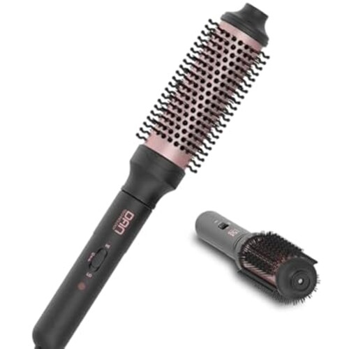 DAN Technology Thermal Brush,Non-Blowing Heated Round brush, Ceramic Curling Brush for Blowout Look,Dual Voltage travel curling brush, Dual PTC Fast Style thermal round brushs, 1.5 Inch(Black)
