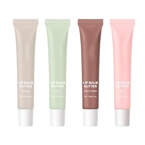 CHIFURE Summer Lip Butter Balm,Nourishing Lip Gloss Balm Set,Long-lasting Non-Sticky Lip Care with Natural Ingredients,Shea & Olive Butter,Soothes Softens Dry Lips,0.5 Oz(4pcs)