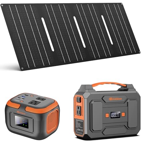 Portable Solar Camping Power Station 100W 110V Solar Power Bank Battery Generator with Foldable Solar Panel 40W and 120W Power Bank for Laptop Smart Device Home RV Outdoor Adventure Emergency