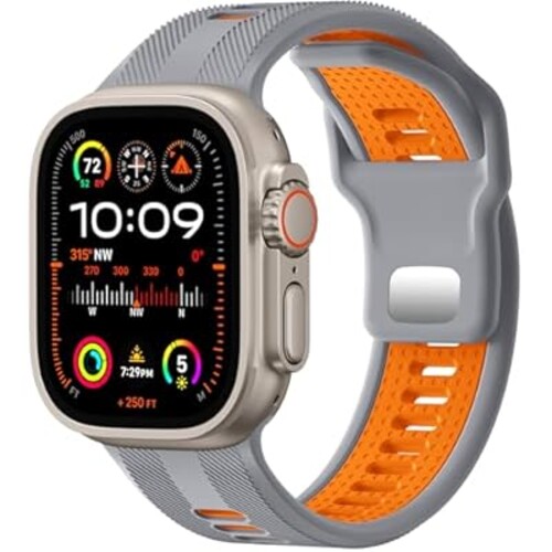 Dirrelo Sport Bands Compatible with Apple Watch Ultra 2 Band for Apple Watch Band 49mm 46mm 45mm 44mm 42mm Men, Soft Silicone Replacement Strap for iWatch Bands Series Ultra SE 10 9 8 7 6 5 4 3 2 1