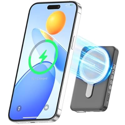 Acenew Magnetic Power Bank, 10000mAh Mini Wireless Portable Charger with Type-C Cable LED Display, 20W PD Fast Charging Magnetic Phone Charger for Mag-Safe Battery Pack for 15/14/13/12 Series (Black)