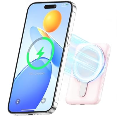 Acenew Magnetic Power Bank, 5000mAh Mini Wireless Portable Charger with Type-C Cable LED Display, 20W PD Fast Charging Magnetic Phone Charger for Mag-Safe Battery Pack for 15/14/13/12 Series (Pink)