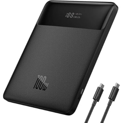 Baseus 100W Power Bank, 20000mAh High Capacity Laptop Portable Charger, USB C Tablet Powerbank, Digital Display Phone Charger, Travel Charger Compatible with iPhone 16, iPad, MacBook, Laptop etc.