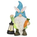TERESA'S COLLECTIONS Easter Bunny Gnome Decorations with Solar Outdoor Light for Garden Decor, Spring Resin Figurines for Outside, Decorations for Patio Home Yard, Ideal Gifts for Women Mom, 8"