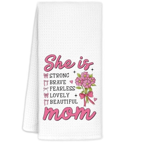 YTRGI Christian Mom Kitchen Towels, Christian Gifts for Mother's Day Mom Dish Tea Towels for Kitchen, She is Mom Bible Verse Decor Hand Towels for Bathroom, 16x24 Inch