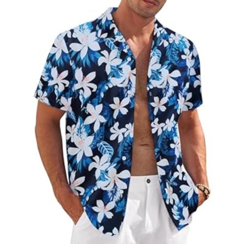 SNYUMEG Men's Hawaiian Shirts Short Sleeve Floral Tropical Beach Shirt Summer Vacation Aloha Hawaii Shirt