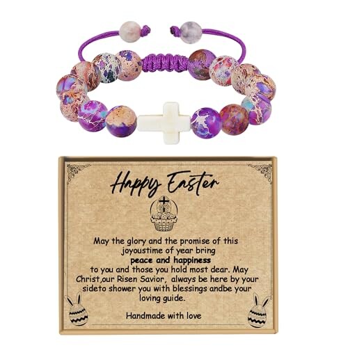 Sereney Easter Bracelets Girls Easter Basket Stuffers for Teens as Handmade Easter Gifts for Girls Adults Women Granddaughter, Christian First Communion Baptism Confirmation Jewelry Gifts for Her