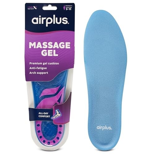 Airplus Super Gel Cushion Insole for Women’s Shoe Sizes 5-11 – All-Day Comfort, Shock Absorption, Gel Zones, Full-Length Footbed, Trim-to-Fit for Casual, Athletic, Dress Shoes, and Work Boots