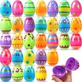 JOYIN 30 Pcs 3.15Inch Printed Plastic Eggs Colorful, Fillable Empty Eggs Bulks for Easter Hunt Event, Basket Stuffers Fillers, Classroom Prize Supplies, Filling Treats and Party Favor
