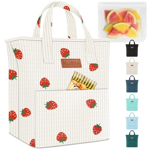KUBYA Lunch Box Lunch Bag for Women Adult Men Insulated Cooler Lunch Boxes Simple Reusable Lunchbag Cute Lunchbox Large Capacity Lunch Tote Bags for Picnic or Work, Included Food Storage Bag