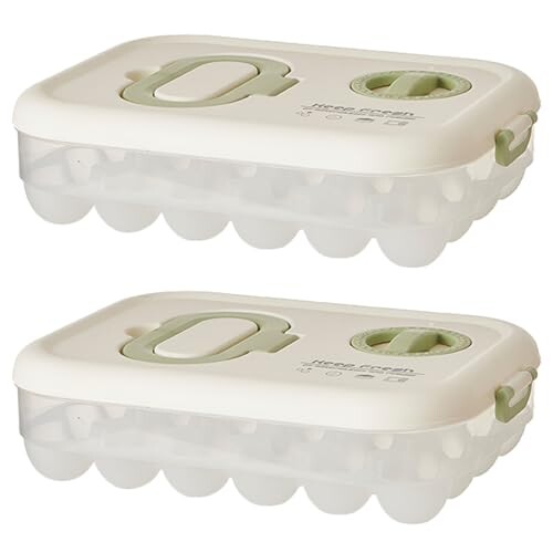 Egg Organizers for Refrigerator with Lids and Handle Home Kitchen Essentials Fridge Stackable Countertop Portable Clear Egg Containers Reusable and Storage for Keep Fresh -Pack of 2-