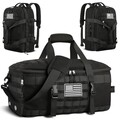 ETRONIK Gym Bags for Men Women, Tactical Duffle Bag Backpack with Shoe Compartment, 3 in 1 Carry on Travel Backpack with Wet Pocket, Weekender Overnight Range Bag for Workout Football Gym, Black