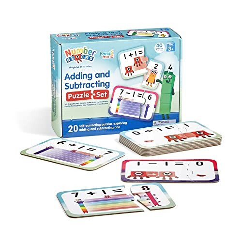 hand2mind Numberblocks Adding and Subtracting Puzzle Set, Addition and Subtraction Games, Number Puzzle, Matching Game, Preschool Math Toys, Toddler Educational Toys, Easter Basket Stuffers for Kids