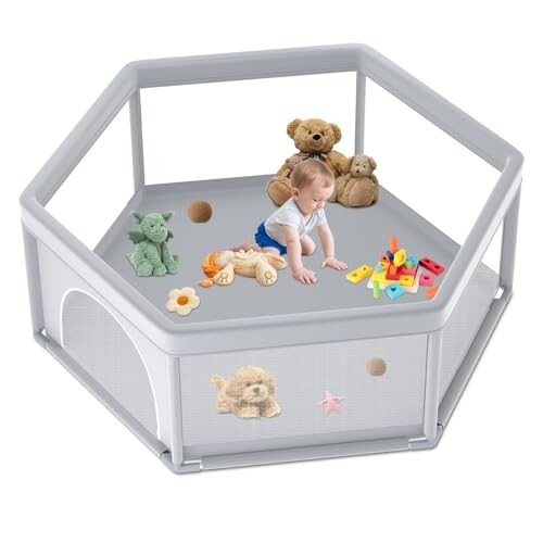 65×65 Inch Hexagonal Baby Playpen, Playpen for Babies and Toddlers, Baby Play Pen Pin Indoor Outdoor Play Fence