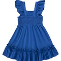 Girls Blue Dress Smocked Summer Dresses Size 5 A-Line Swing Party Dress Girls Midi Beach Sundress Size 6