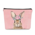 EXUQO Pink Easter Small Makeup Bag,Bunny Gifts Cosmetic Bag,Birthday Gifts for Bunny Lovers Friends Sisters Coworkers,Aesthetic Makeup Pouch