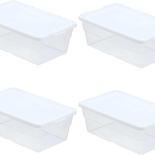 Sterilite Storage Box 13.5" X 8.3" X 4.8", 6 Qt. Clear - Pack of 4