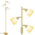 BoostArea Floor Lamp, Standing Lamp, Gold Torchiere Floor Lamp with 3 Adjustable Rotating Lights, 3 Way Switch, 3PCs E12 4W LED Bulb Included, Metal Pole Lamps for Living Room, Bedroom, Home, Office