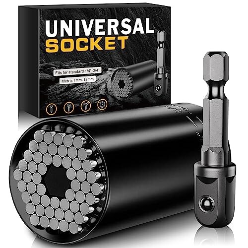 Universal Socket Tool Set - Gifts for Men, Valentines, Birthdays - Power Drill Adapter, 7-19mm