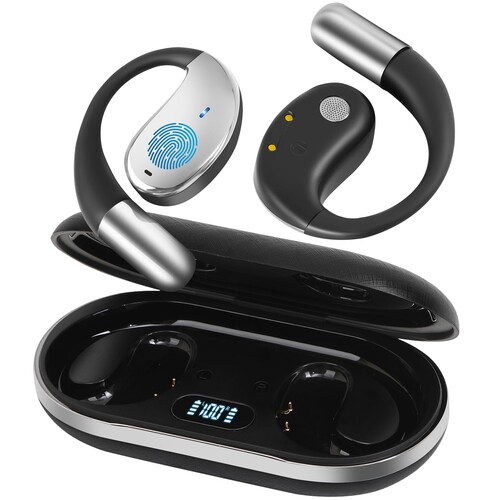 AI Language Translation Wireless Earbuds Bluetooth 5.4 Real Time Open Ear Headphones, Translator for 144 Languages & Accents,LED Digital Display Charging, Long Battery Life, Fit iOS and Android, Black