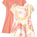 The Children's Place,Toddler Girls Tie Dye Skater Dress 2-Pack,Simplywht,4T