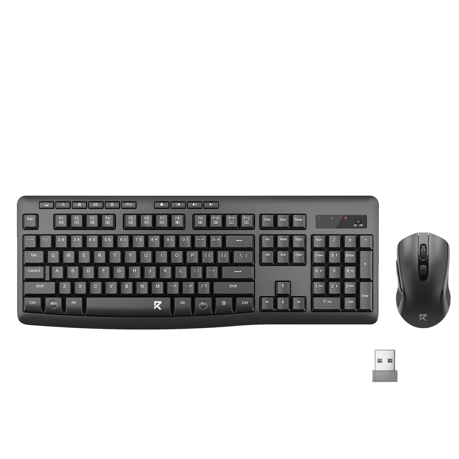 Redragon Wireless Keyboard and Mouse Combo, 2.4G Full-Sized Ergonomic Computer Keyboard with 5 Level DPI Adjustable Wireless Mouse, for Windows, Mac OS Desktop/Laptop/PC, BS-7367-A