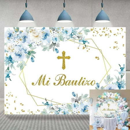 7x5FT Mi Bautizo Photography Backdrop Mexican Baptism Party Decorations Banner