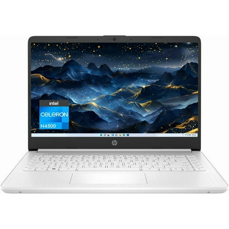 HP 14" HD Laptop Intel Celeron N4500 4GB RAM 64GB eMMC Windows 11 Home in S Mode, Snowflake White