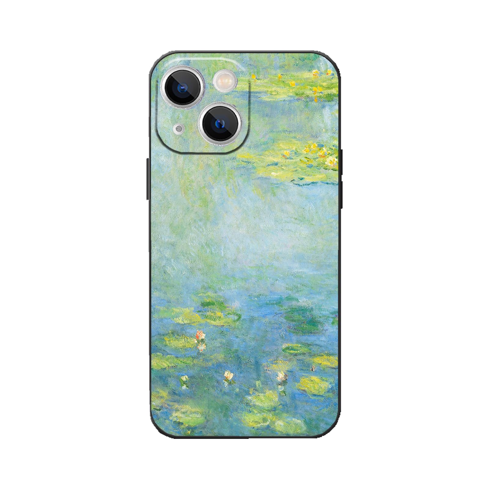 WMCFNG Compatible with iPhone 15 Case,Monet Water Lilies Green Blue Art Aesthetic Phone Case,Slim Thin Shockproof Protective Waterproof Bumper Cover for iPhone 15 Women Girls