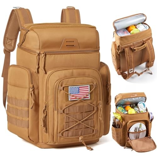 TOURIT 30L (42 Cans) Tactical Cooler Backpack – Military-Grade Insulated Back Pack with 16H Ice Retention, Leakproof Multi-Pocket Cooler Bag for Camping & Hiking, Featuring DIY Hook & Loop Panel