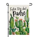 CROWNED BEAUTY Fathers Day Garden Flag Feliz Día del Padre 12x18 Inch Double Sided for Outside Small Burlap Yard Decoration