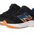 New Balance Baby Fresh Foam Arishi V4 Bungee Lace with Top Strap Running Shoe, Black/Blaze Orange/Blue Agate, 3 X-Wide US Unisex Infant