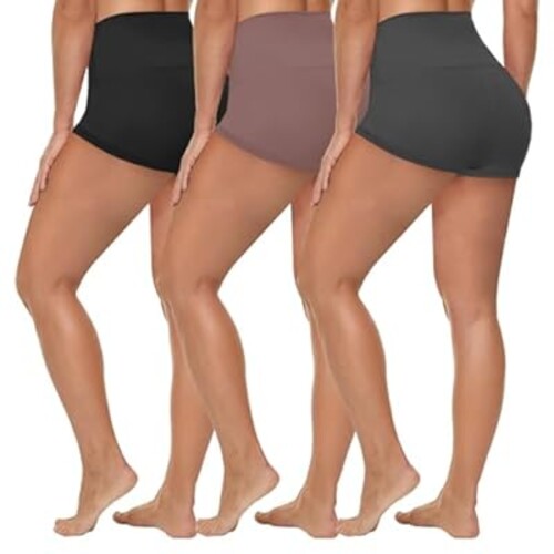 HLTPRO 3 Pack Plus Size Biker Shorts with Pockets for Women (S-4XL)- 8"/5"/3" High Waist Tummy Control Shorts for Yoga