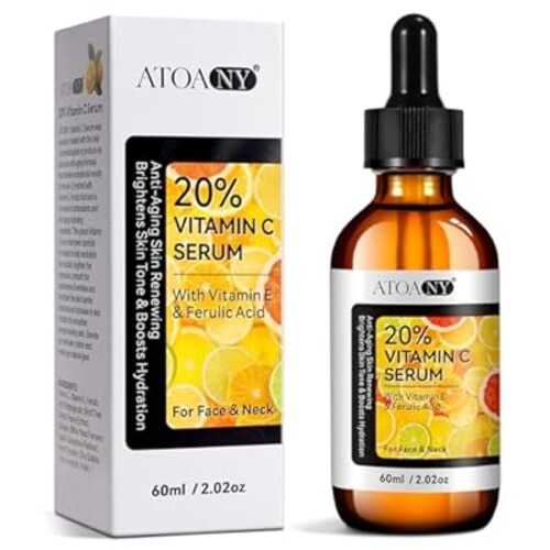 Premium 20% Vitamin C Serum For Face & Neck, Anti Aging & Wrinkle Facial Serum with Vitamin C, Ferulic Acid, Vitamin E, Boost Skin Collagen,Hydrate & Plump Skin, 60ml